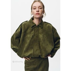Zara Olive Green Bomber Jacket